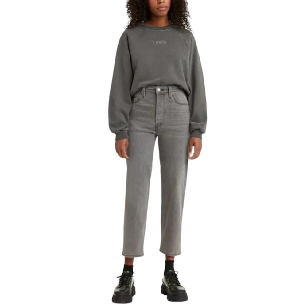 Levi's Women's Button Fly High Rise Wedgie Straight Gray Ankle Jeans Size 26